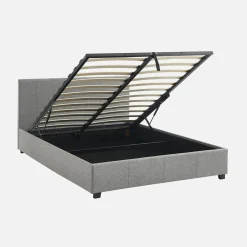 Letto a cassettone con rete a doghe e testiera, 140x190cm