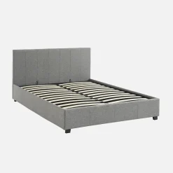 Letto a cassettone con rete a doghe e testiera, 140x190cm