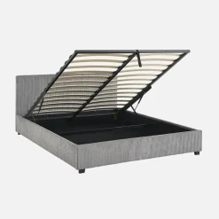 Letto a cassettone con rete a doghe 160x200cm, velluto a coste grosse