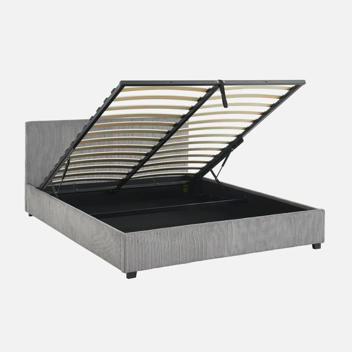 Letto a cassettone con rete a doghe 160x200cm, velluto a coste grosse