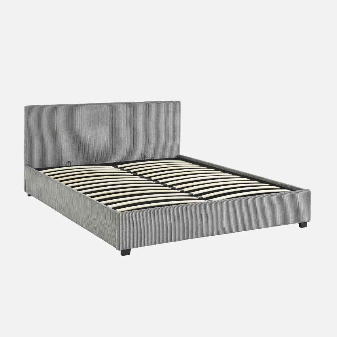 Letto a cassettone con rete a doghe 160x200cm, velluto a coste grosse