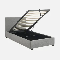 Letto a cassettone con rete a doghe 90x190cm, velluto a coste fini