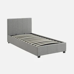 Letto a cassettone con rete a doghe 90x190cm, velluto a coste fini