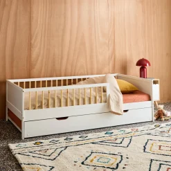 Letto a nido per bambini estraibile in pino naturale con rete a doghe e letto estraibile, 190cm