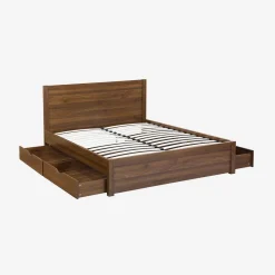 Letto con rete a doghe e testiera 160x200cm + 4 cassetti