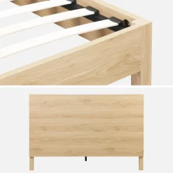 Letto con rete a doghe e testiera 140x190cm decorazione legno