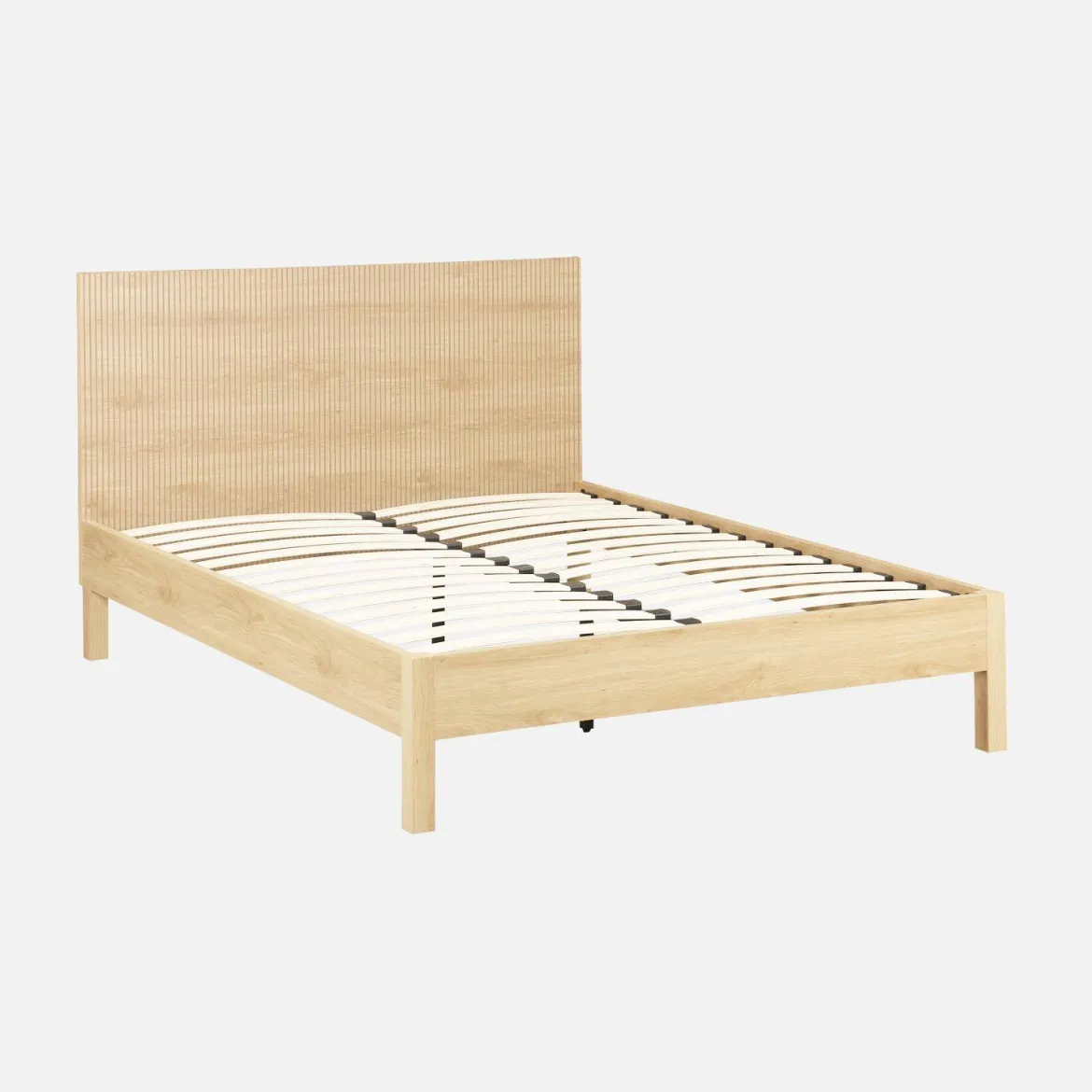 Letto con rete a doghe e testiera 140x190cm decorazione legno