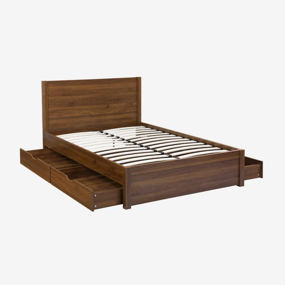 Letto con rete a doghe e testiera 140x190cm + 4 cassetti