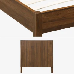 Letto con rete a doghe e testiera 90x190cm decorazione legno