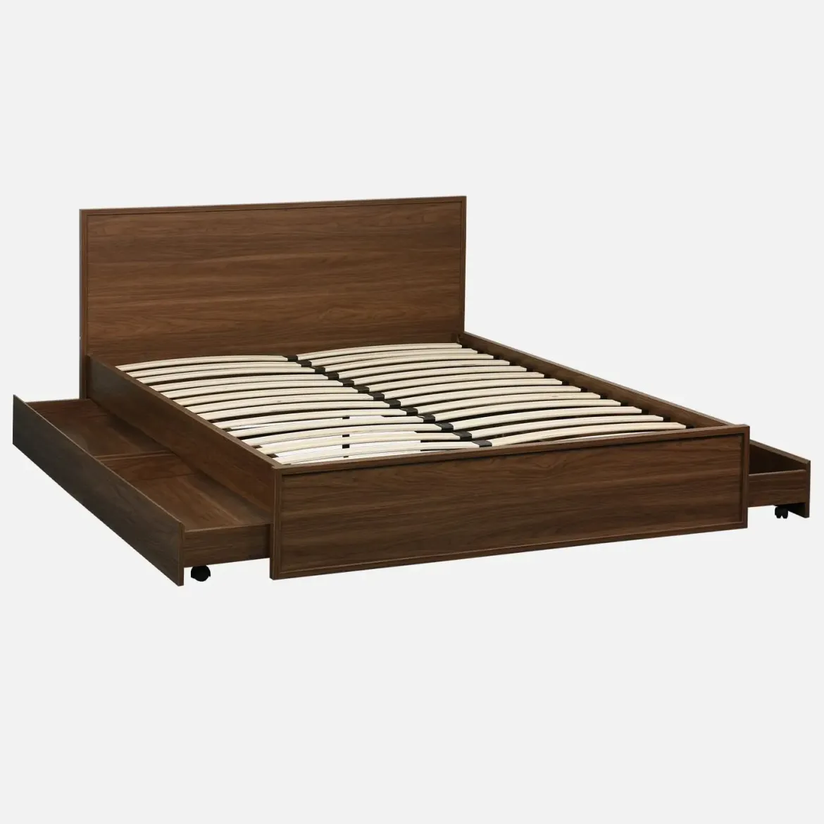 Letto con rete a doghe e testiera 140x190cm + 4 cassetti