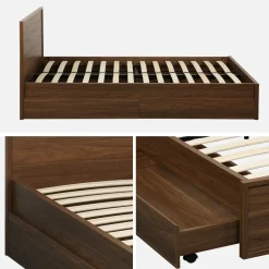 Letto con rete a doghe e testiera 140x190cm + 4 cassetti