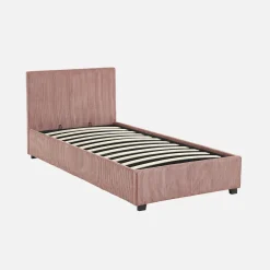 Letto con rete e testata pieghevoli 90x190cm, velluto a coste fini