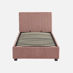 Letto con rete e testata pieghevoli 90x190cm, velluto a coste fini