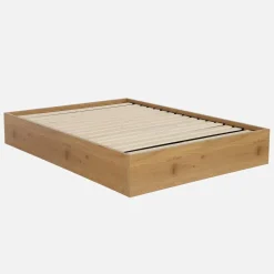 Letto contenitore con rete a doghe 140x190cm decorazione legno