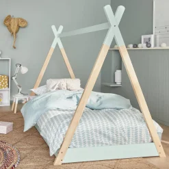 Letto tenda per bambini 190cm pino naturale, base inclusa