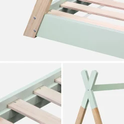 Letto tenda per bambini 190cm pino naturale, base inclusa