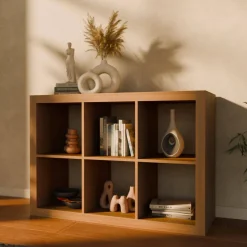 Libreria a 2 livelli con 6 scomparti