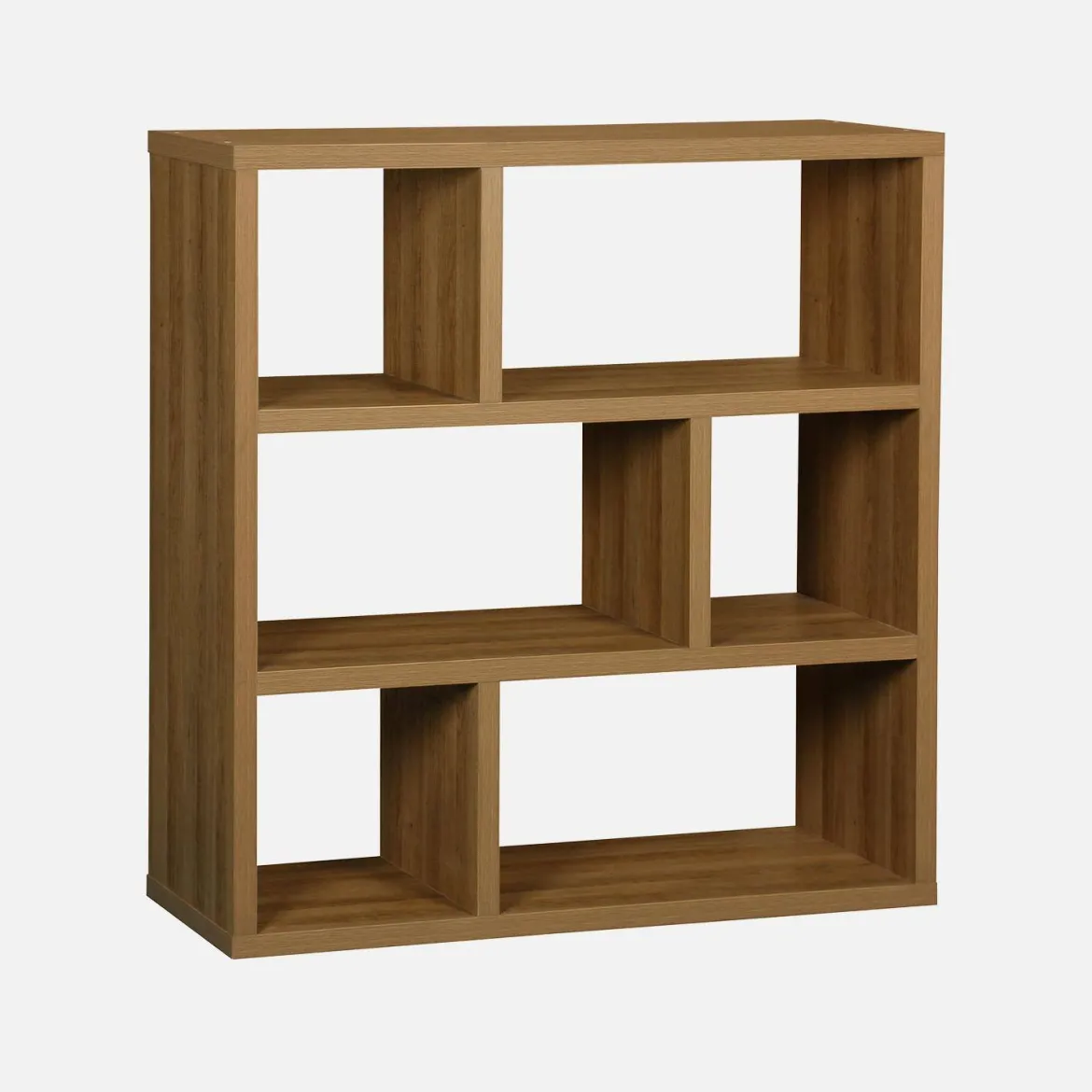 Libreria asimmetrica a 3 livelli con 6 vani
