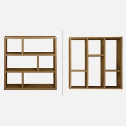 Libreria asimmetrica a 3 livelli con 6 vani