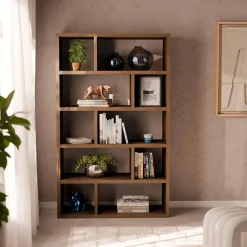 Libreria asimmetrica a 5 livelli con 10 scomparti