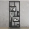Libreria asimmetrica in metallo nero a 6 livelli