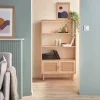Libreria con canna ed effetto legno, 3 livelli, 2 ante