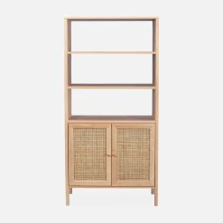 Libreria effetto legno e canna, 4 livelli