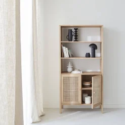Libreria effetto legno e canna, 4 livelli