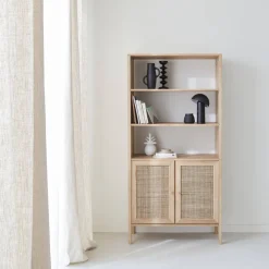 Libreria effetto legno e canna, 4 livelli