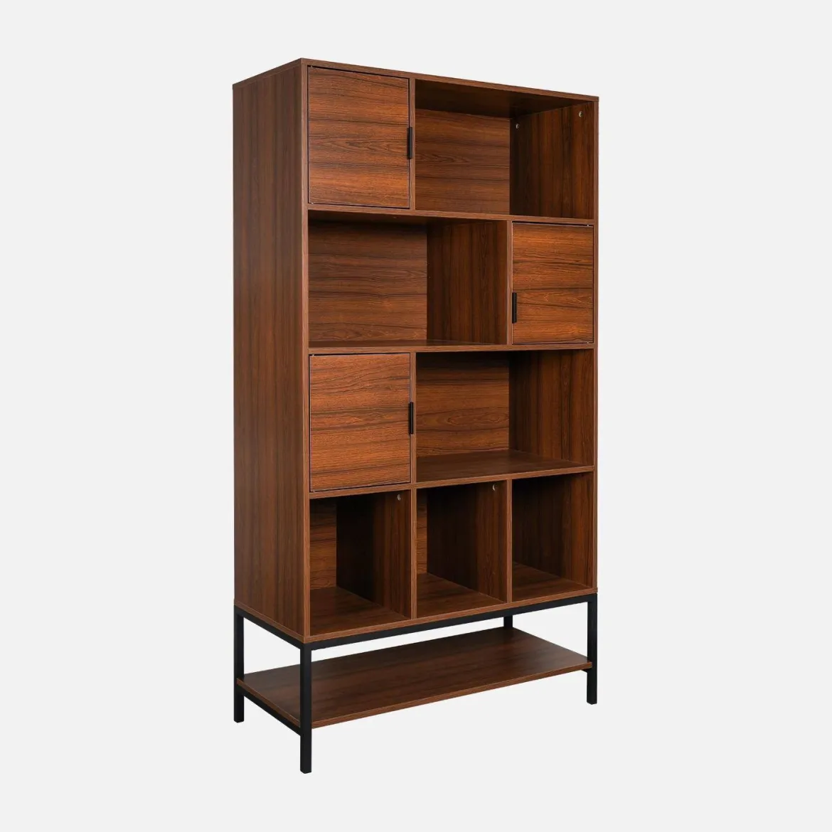 Libreria effetto legno tinto noce, 9 scomparti