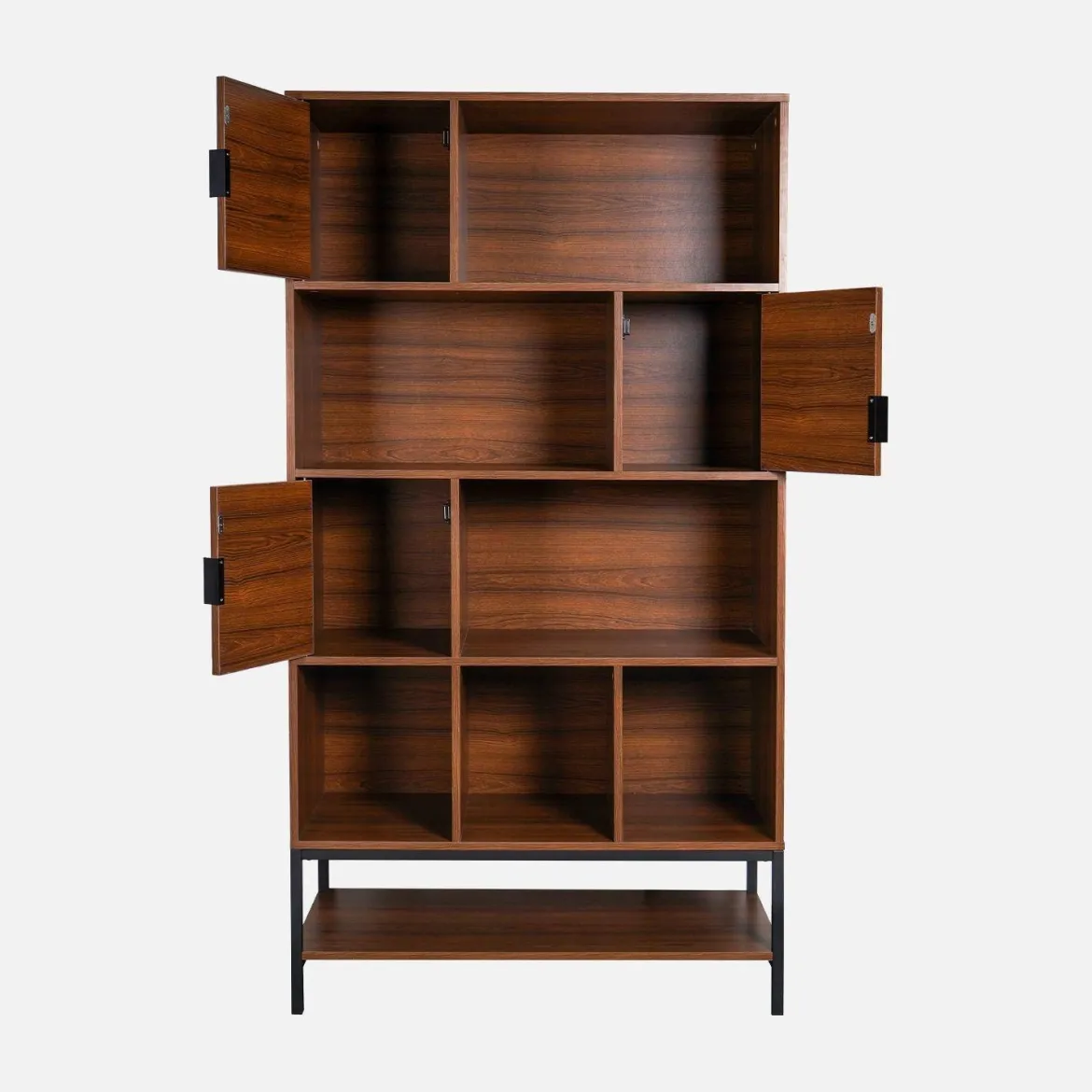 Libreria effetto legno tinto noce, 9 scomparti