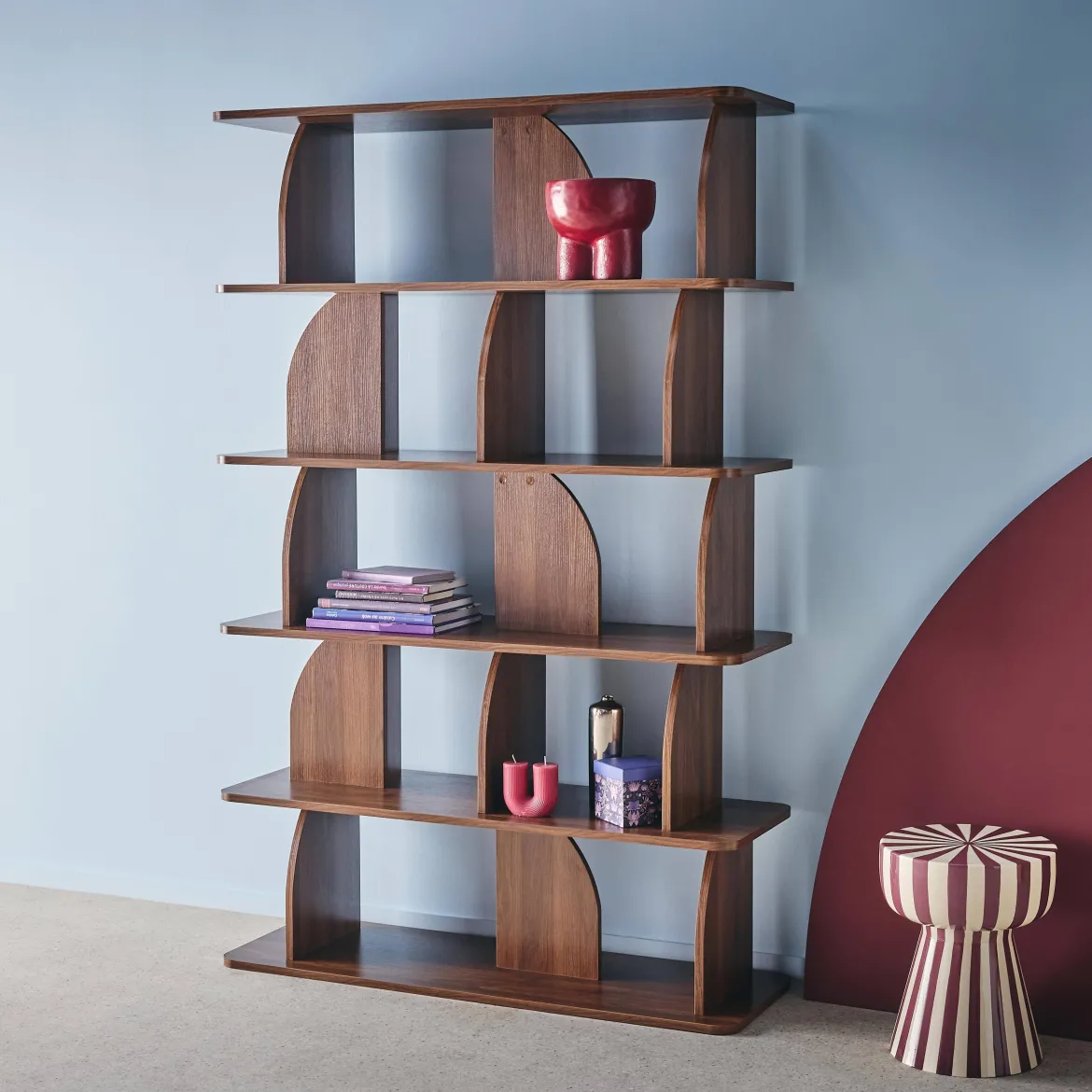 Libreria esotica in legno a 5 livelli