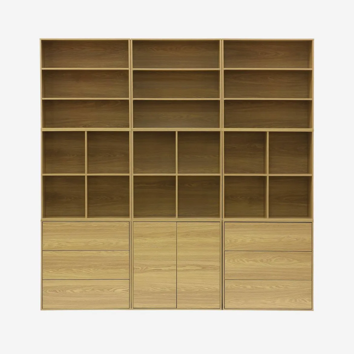 Libreria in legno a 3 ripiani, 2 mensole