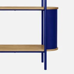 Libreria in metallo curvato e legno a 5 livelli