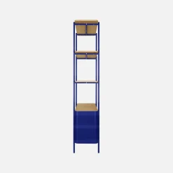 Libreria in metallo curvato e legno a 6 livelli