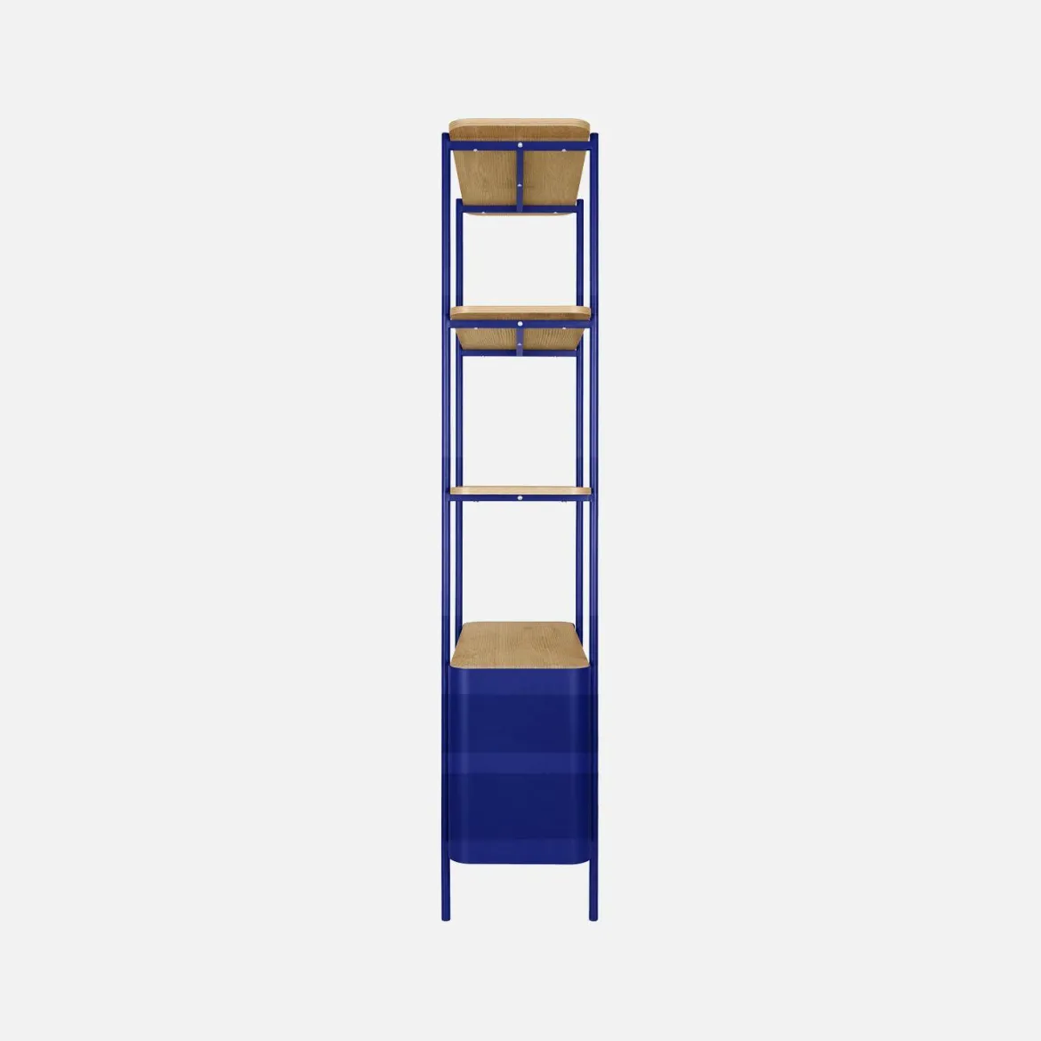 Libreria in metallo curvato e legno a 6 livelli