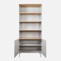 Libreria in metallo e decorazione in legno a 6 livelli
