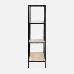 Libreria industriale in metallo ed effetto legno, 4 livelli