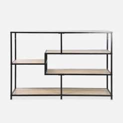 Libreria industriale in metallo ed effetto legno, 5 livelli