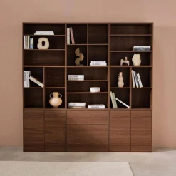 Libreria modulabile decorazione legno 9 elementi