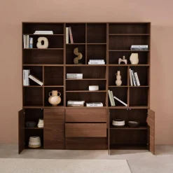 Libreria modulabile decorazione legno 9 elementi