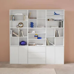 Libreria modulabile decorazione legno 9 elementi