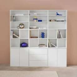 Libreria modulabile decorazione legno 9 elementi