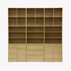 Libreria modulare in legno a 2 ripiani, 4 vani