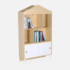 Libreria per bambini a 2 ante, scaffali