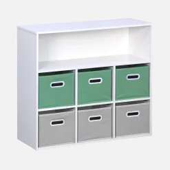 Libreria per bambini con 6 cestini in velluto