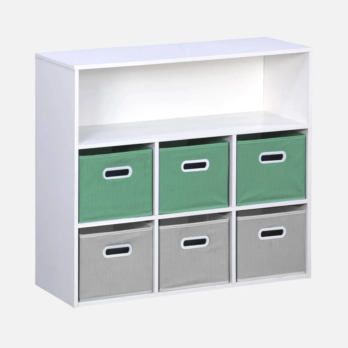 Libreria per bambini con 6 cestini in velluto