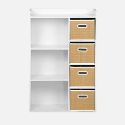 Libreria per bambini con 4 cestini in fibra vegetale