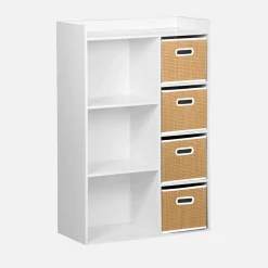 Libreria per bambini con 4 cestini in fibra vegetale