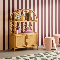 Libreria per bambini esotica in rattan naturale
